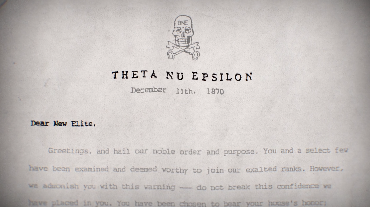 A letter from Theta Nu Epsilon&quot;