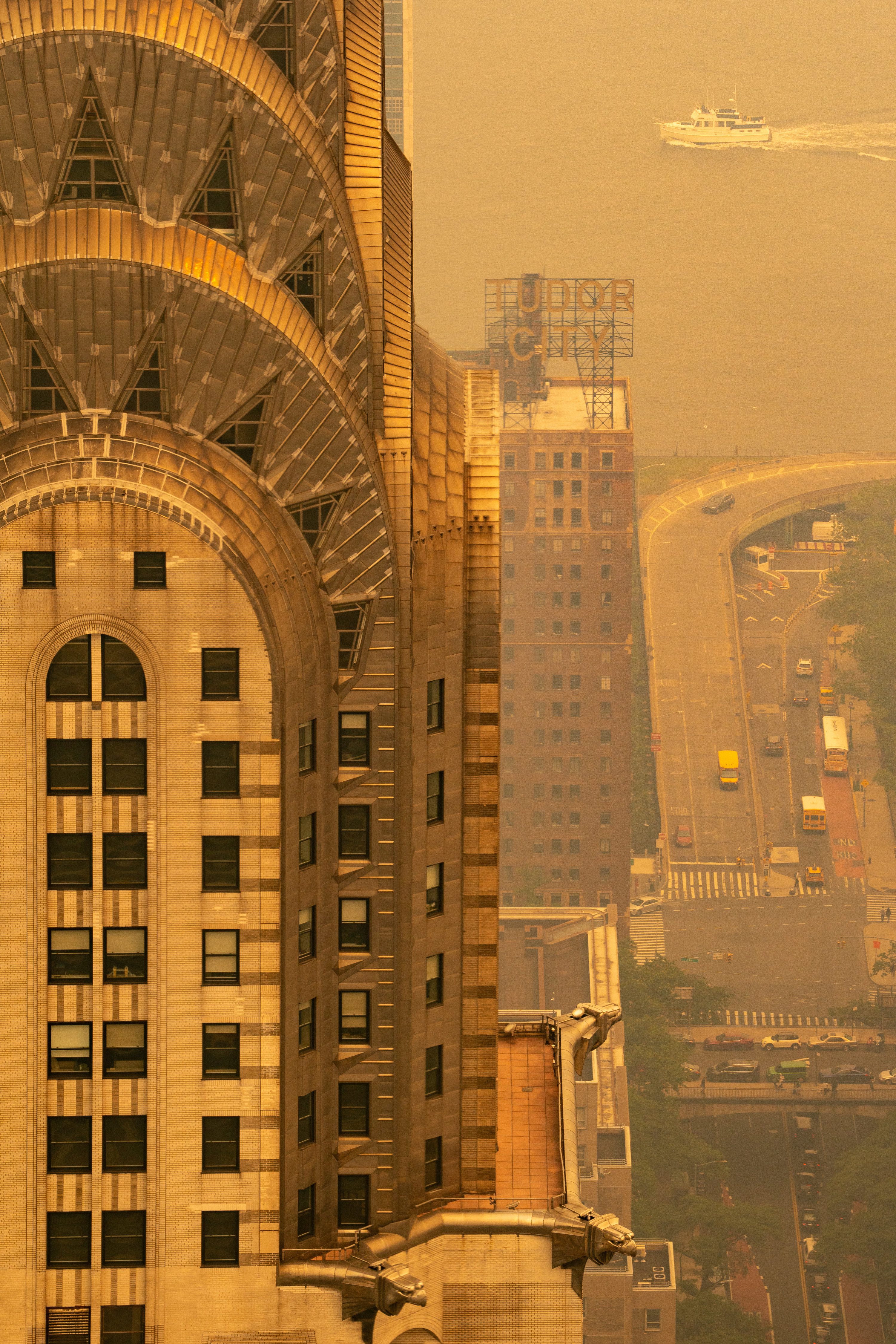 Close-up of the Chrysler Building and haze