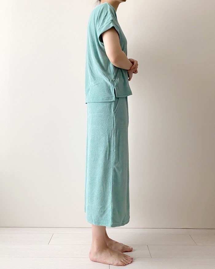 GUのオススメのファッション「ソフトパイルラウンジセット(半袖&amp;amp;7分丈)」