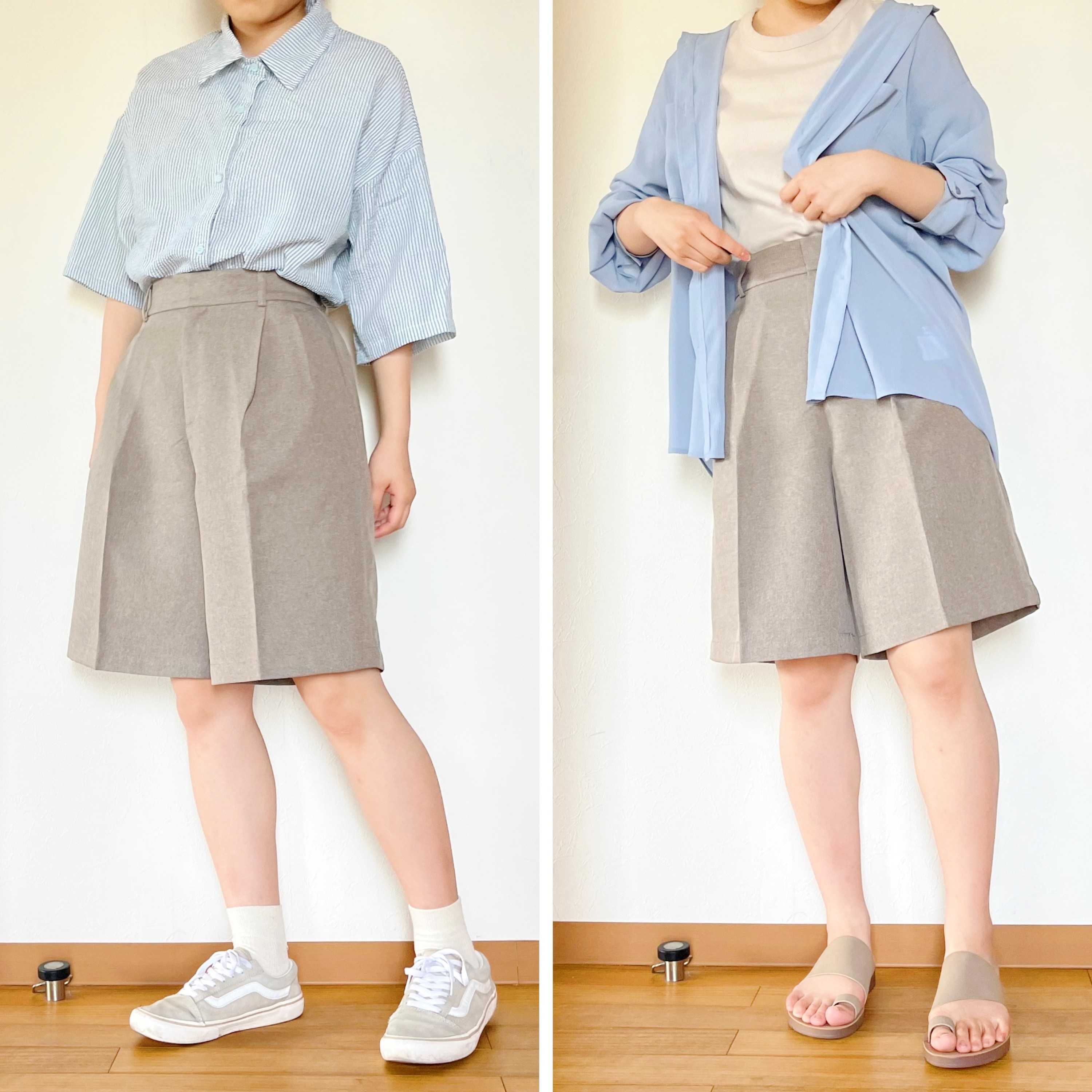 GLOBAL WORK(グローバルワーク)のおすすめのハーフパンツ「高山直子さんコラボ/リネンライクハーフパンツ/EiiS」