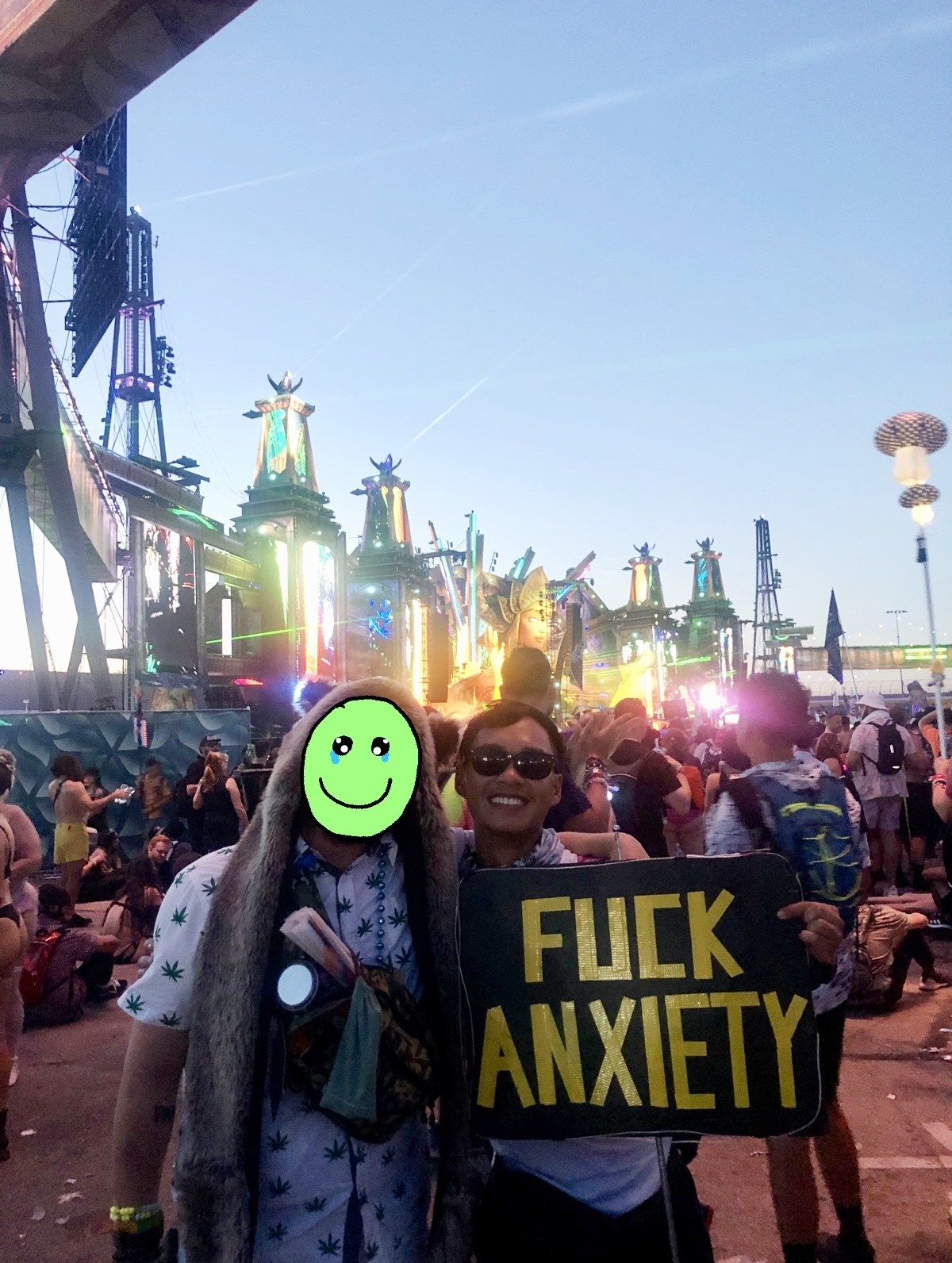 author with fellow raver at edc rave