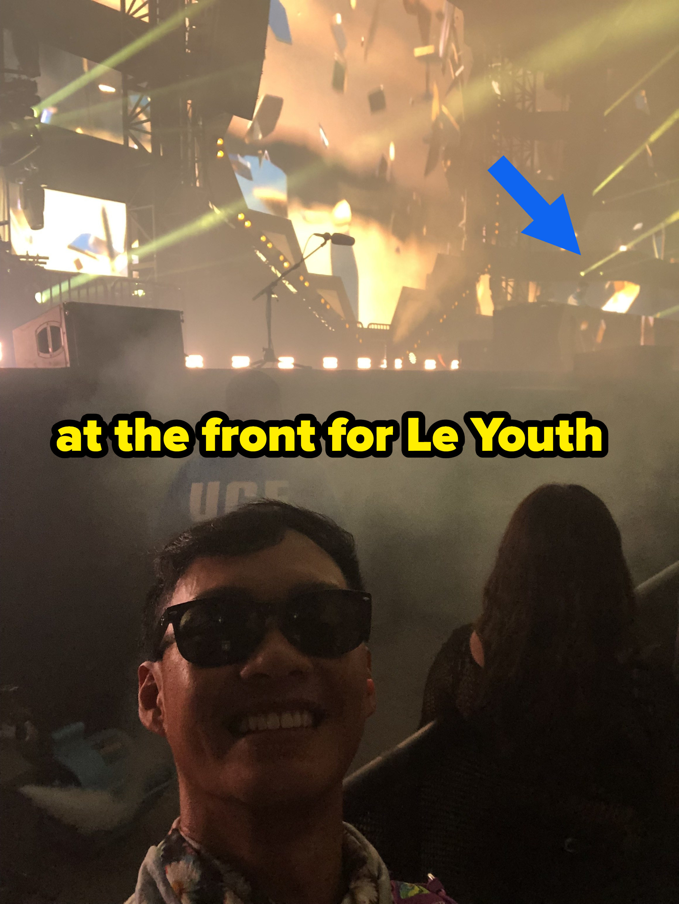 author at front of le youth&#x27;s set at edc