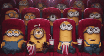 A bunch of Minions watching a movie