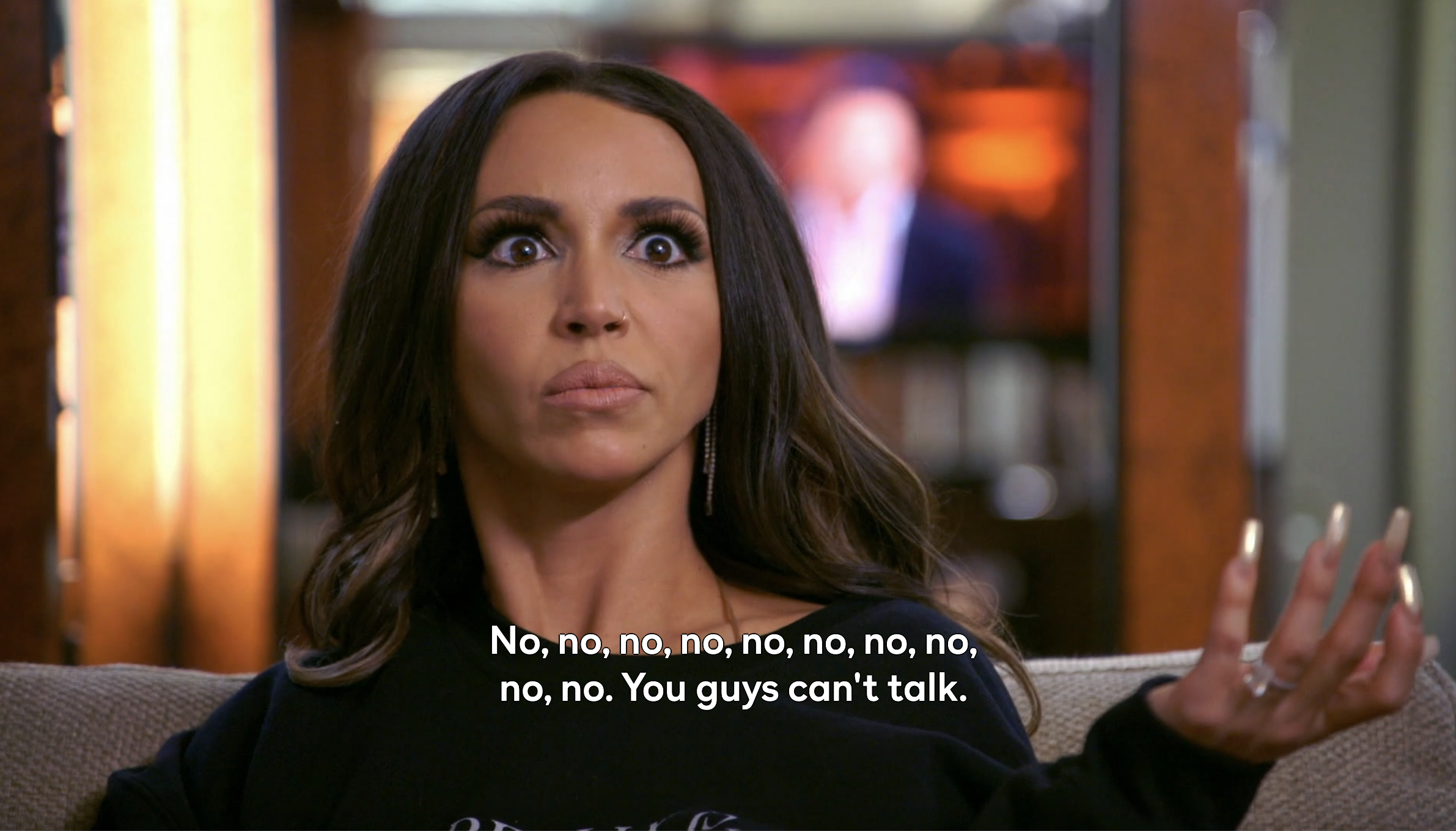 Scheana in her trailer with caption &quot;No, no, no, no no, you guys can&#x27;t talk&quot;