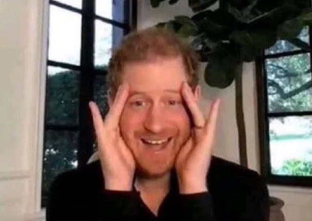 Prince Harry touching his temples