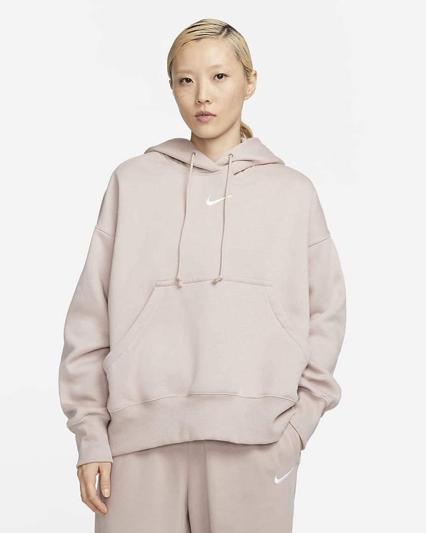 Image of model wearing beige hoodie