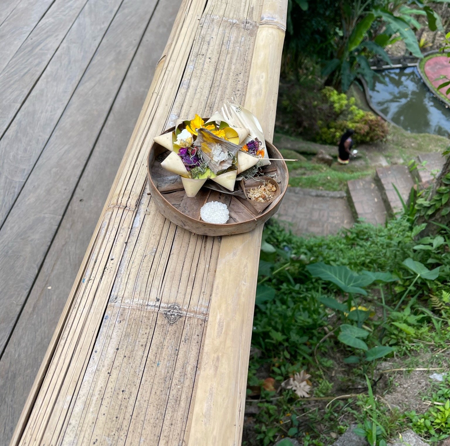 a &quot;Canang Sari&quot; or Balinese offering for the Gods