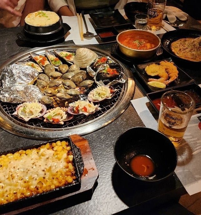 An array of dishes on a table