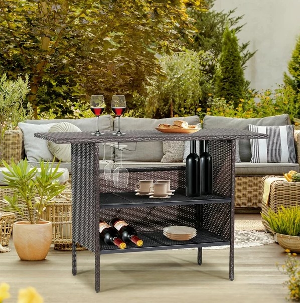 The wicker bar table