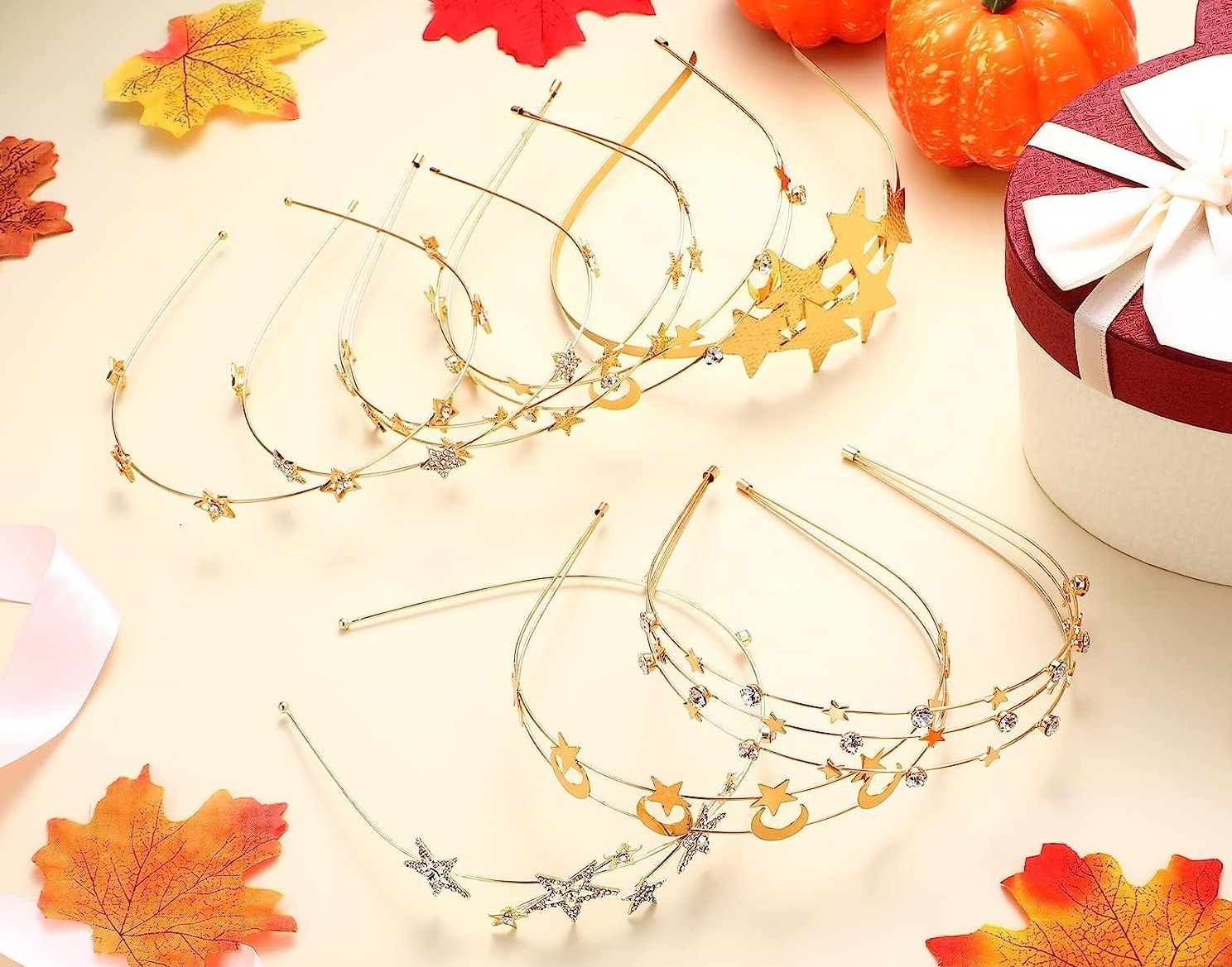 the variety of gold and silver headbands