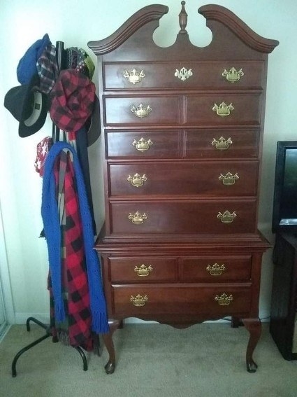 tall dresser with gold handles