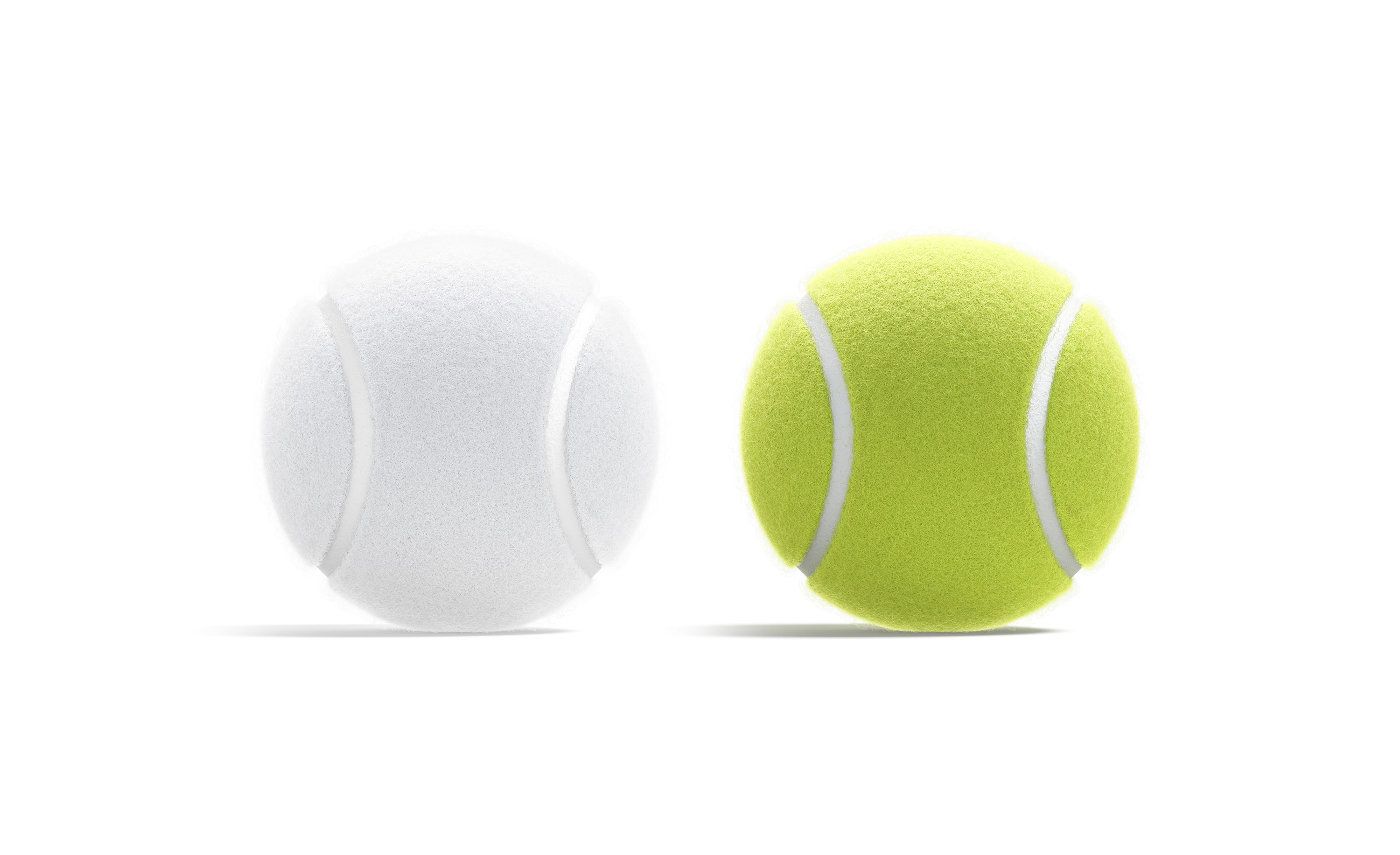 Blank green and white tennis ball mock up, front view