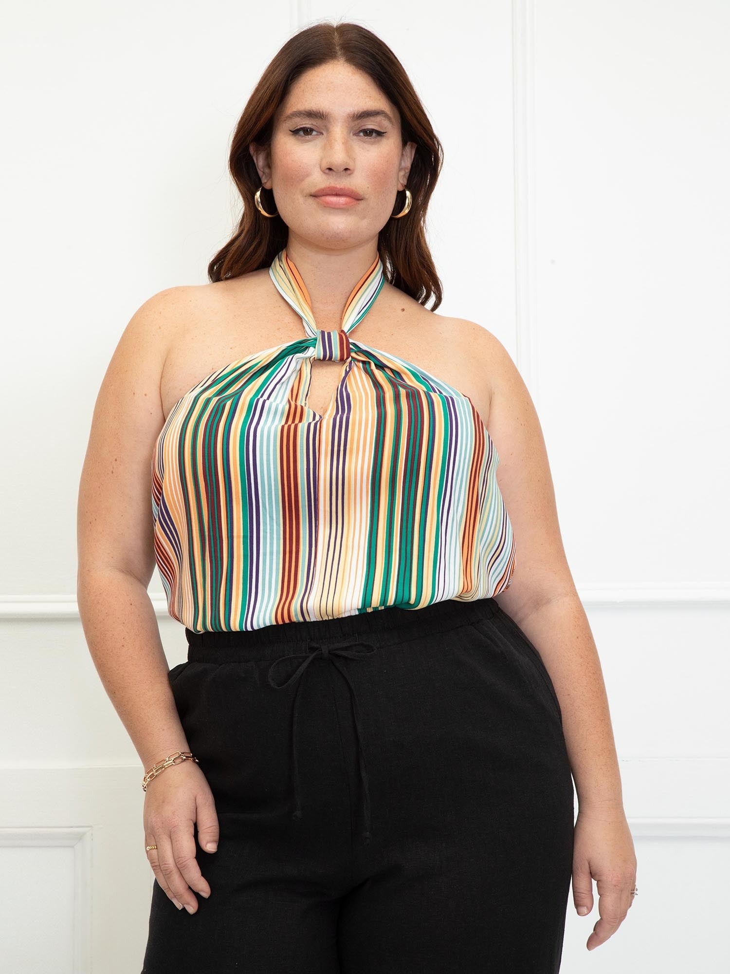 A model in the printed top