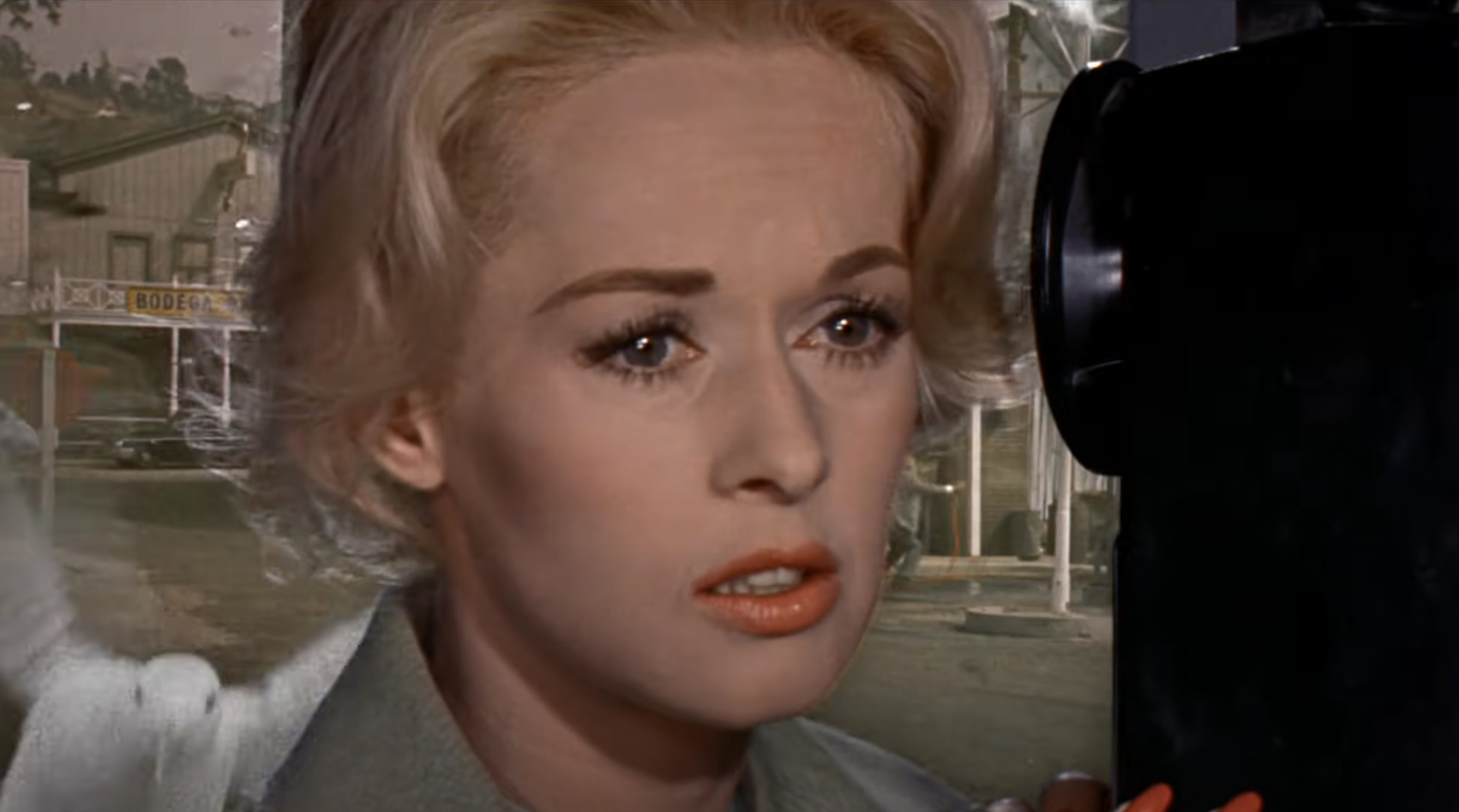 Close-up of Hedren looking distraught