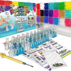 Complete bracelet making kit with thousands of colorful rubber bands
