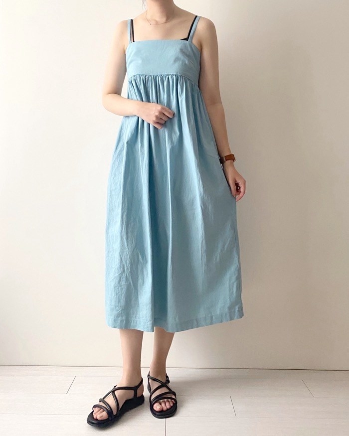 ユニクロのオススメのファッション「リネンブレンドギャザーキャミソールワンピース（標準丈・115～126cm）」