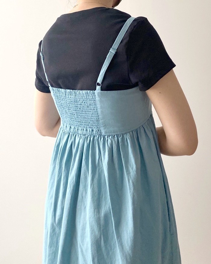 ユニクロのオススメのファッション「リネンブレンドギャザーキャミソールワンピース（標準丈・115～126cm）」