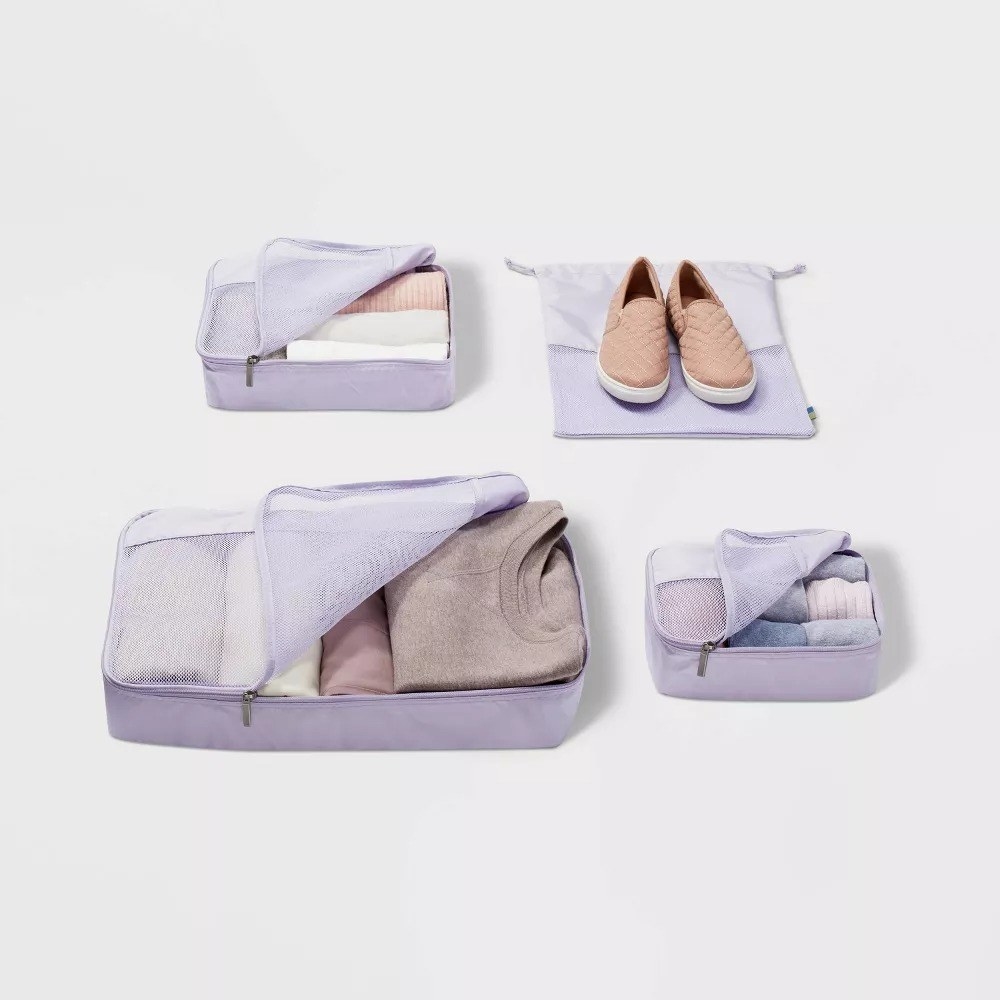 The packing cubes in lavender
