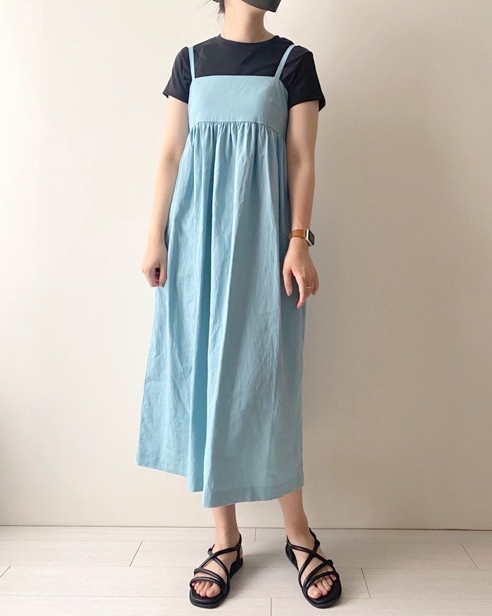 ユニクロのオススメのファッション「リネンブレンドギャザーキャミソールワンピース（標準丈・115～126cm）」