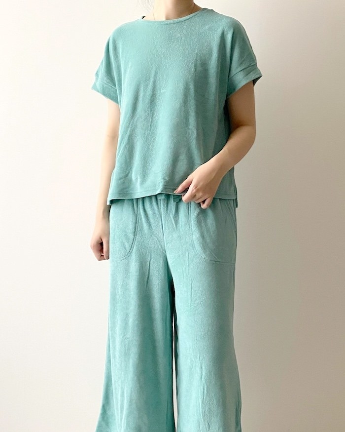 GUのオススメのファッション「ソフトパイルラウンジセット(半袖&amp;amp;7分丈)」