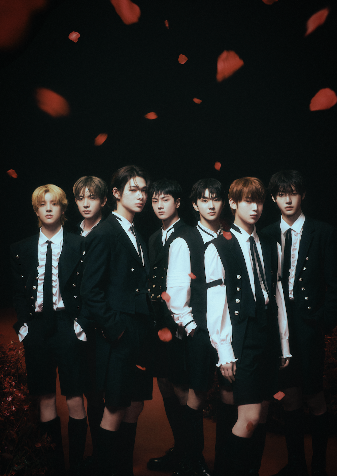 K-pop group Enhypen posing for their album Dark Blood