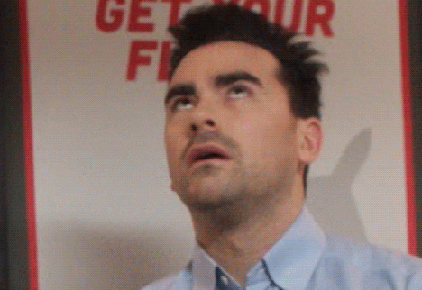 david from schitt's creek shakes his head