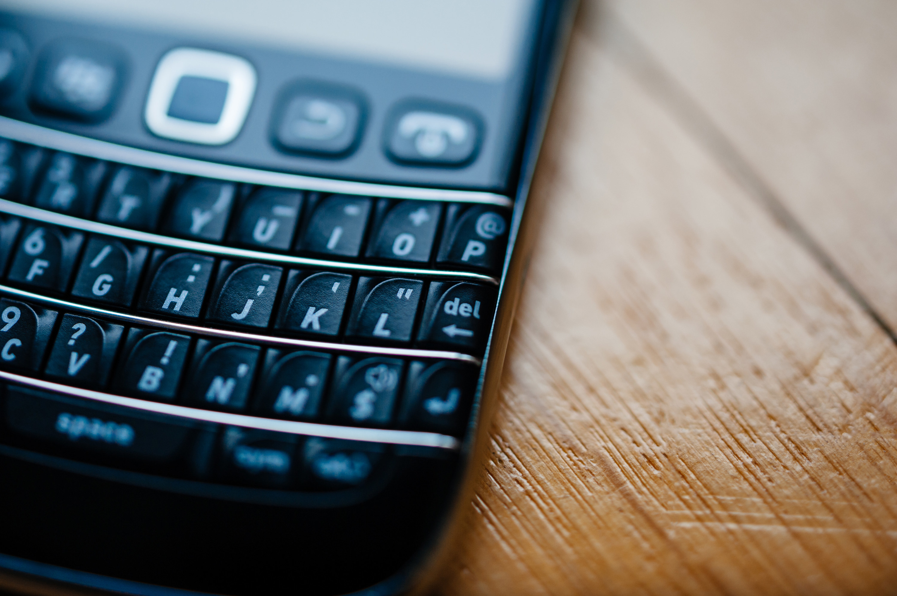 a Blackberry phone keyboard on a table
