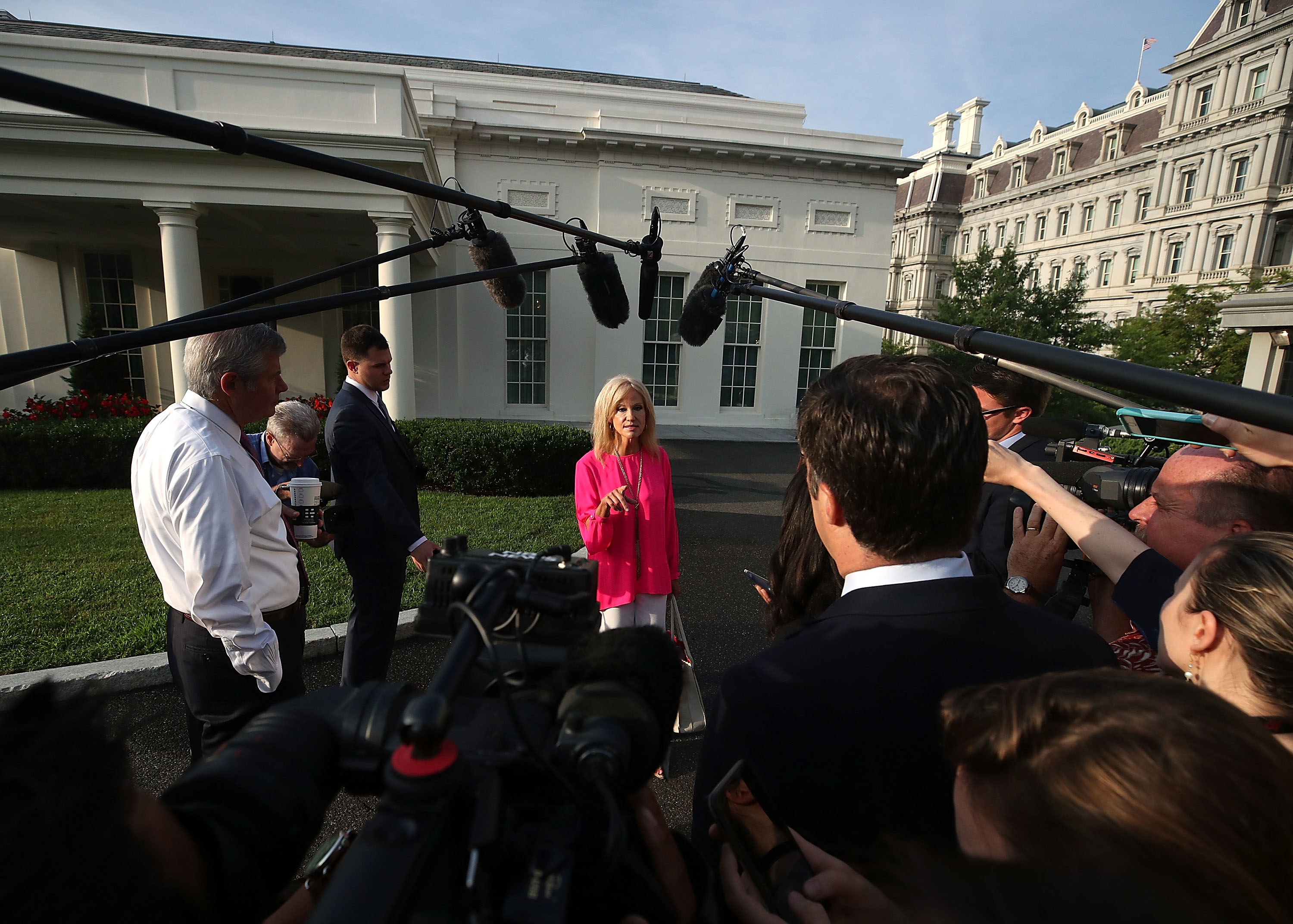 Kellyanne Conway in front of television cameras