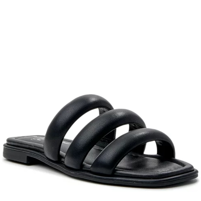 black bubble style strappy sandals