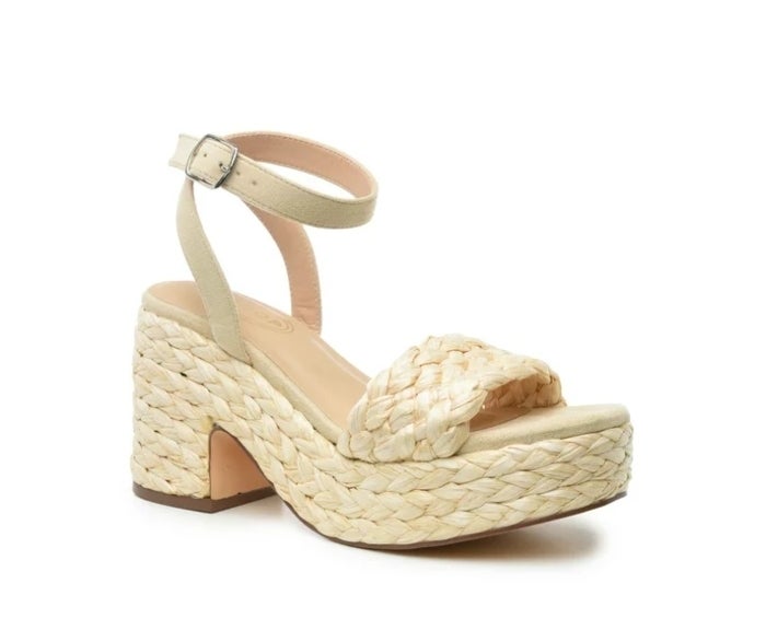 straw platform chunky heeled sandals