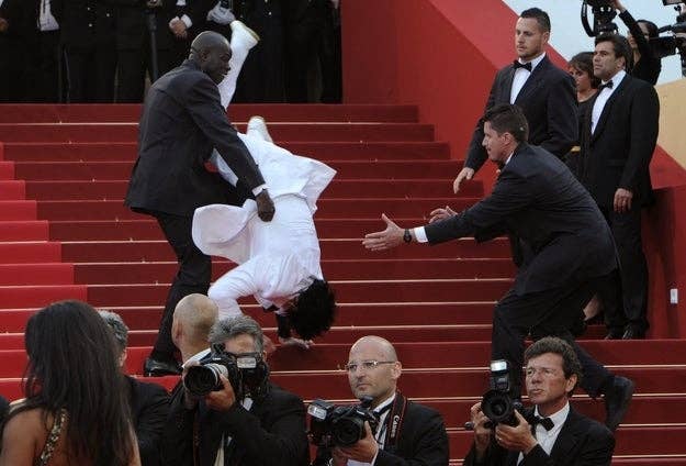 A person falling down the stairs at Cannes