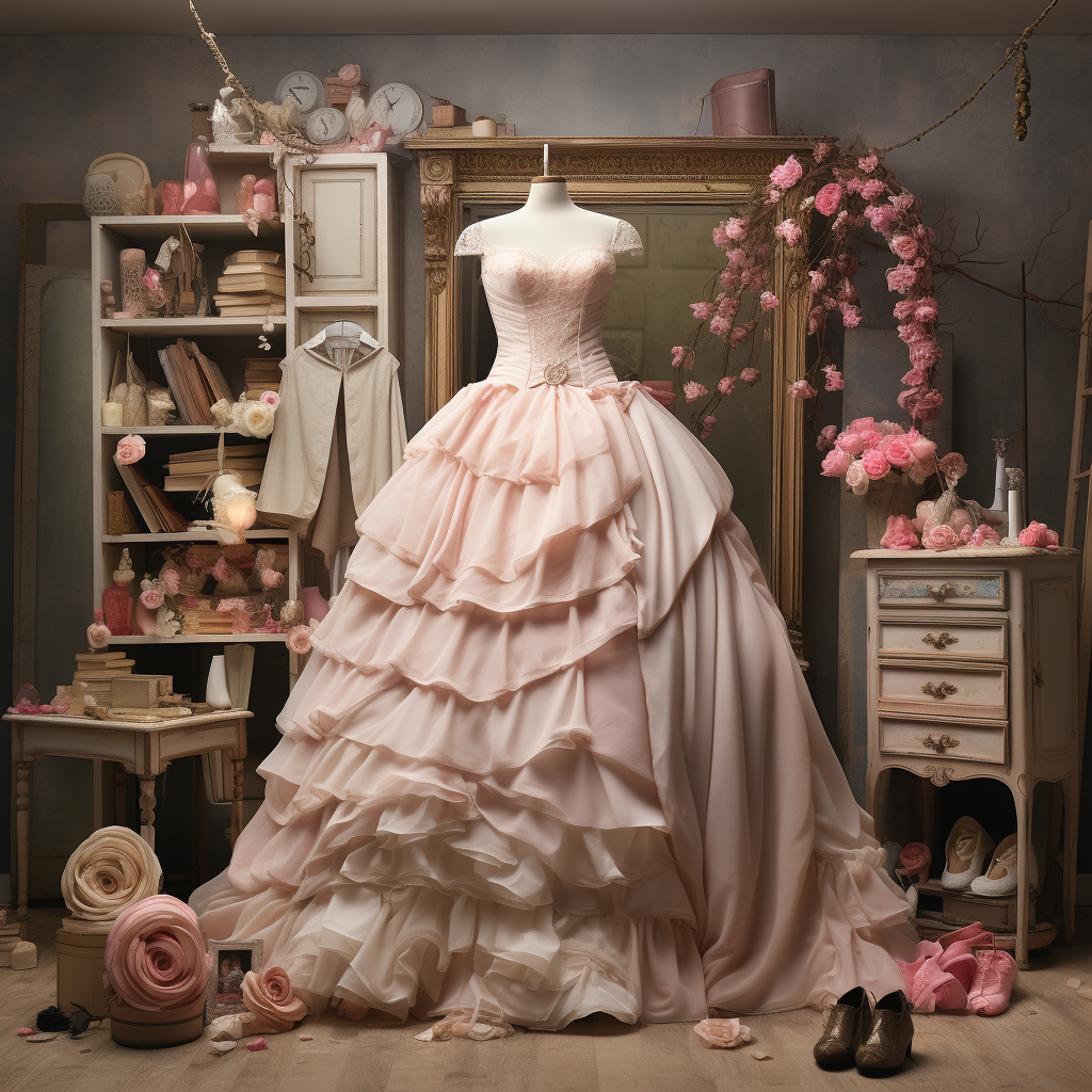 A light pink wedding dress