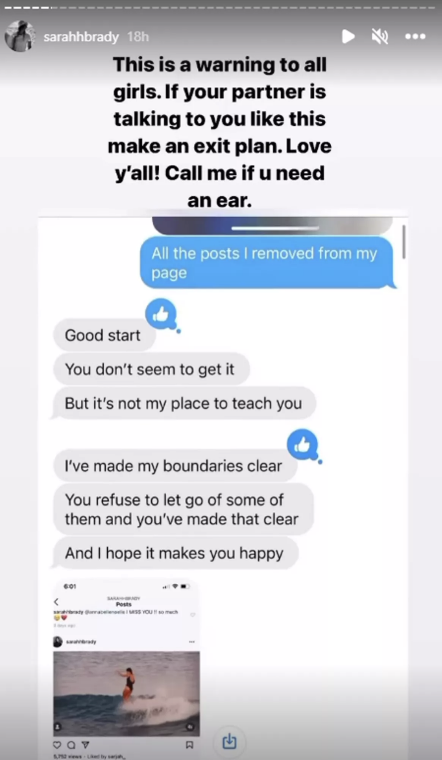 Surfer Sarah Brady (Jonah Hill's ex) posts series of Instagram stories  calling out a narcissistic, emotionally abusive celebrity ex-boyfriend :  r/Fauxmoi