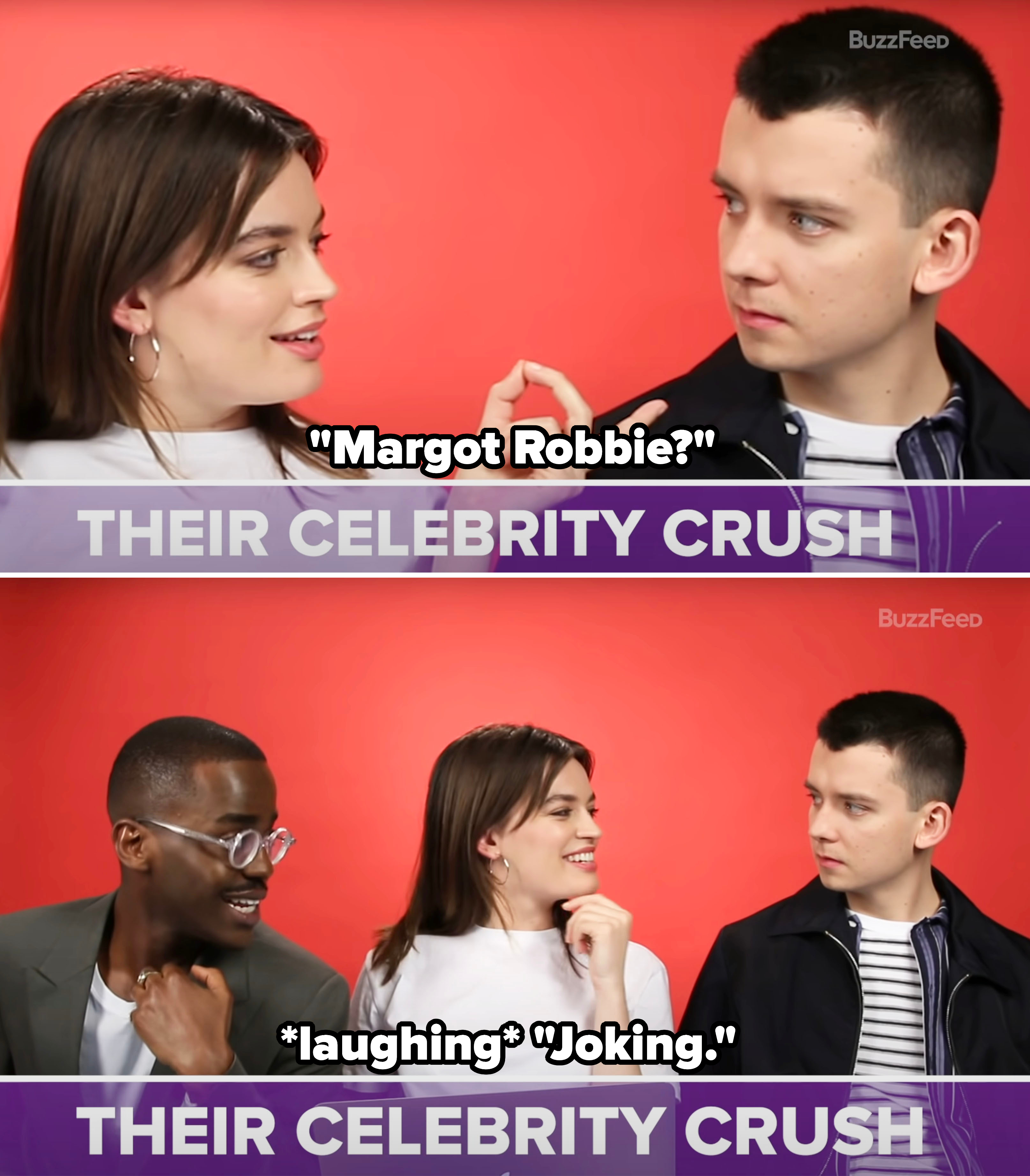 Emma and fellow &quot;Sex Education&quot; castmates joking about calling her Margot
