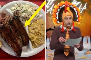 an american bbq plate; a thanksgiving turkey musical