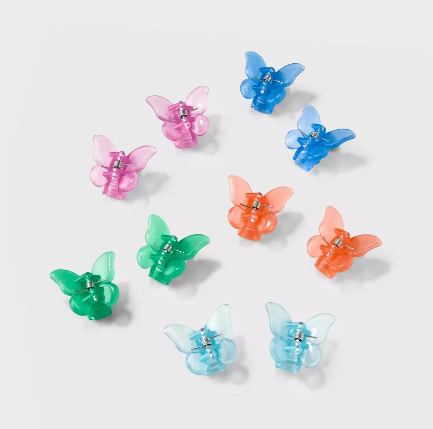 The assorted color butterfly clips
