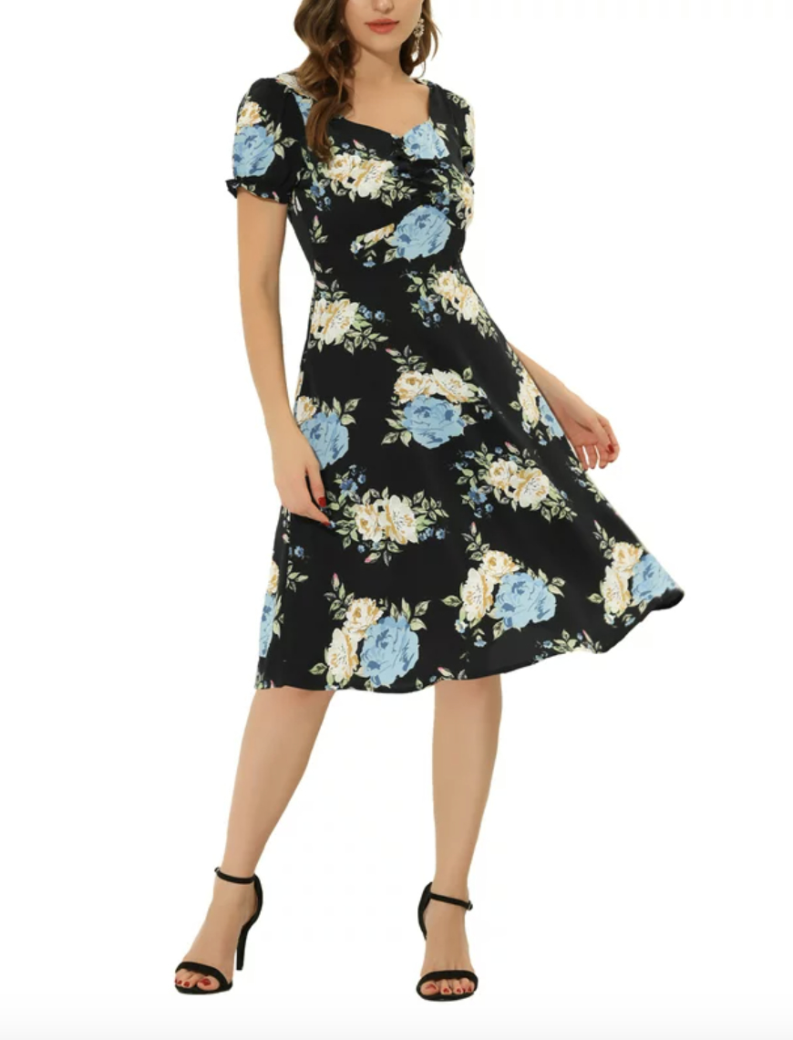A black dress with flowers