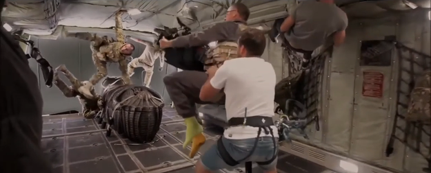 People being filmed in zero gravity