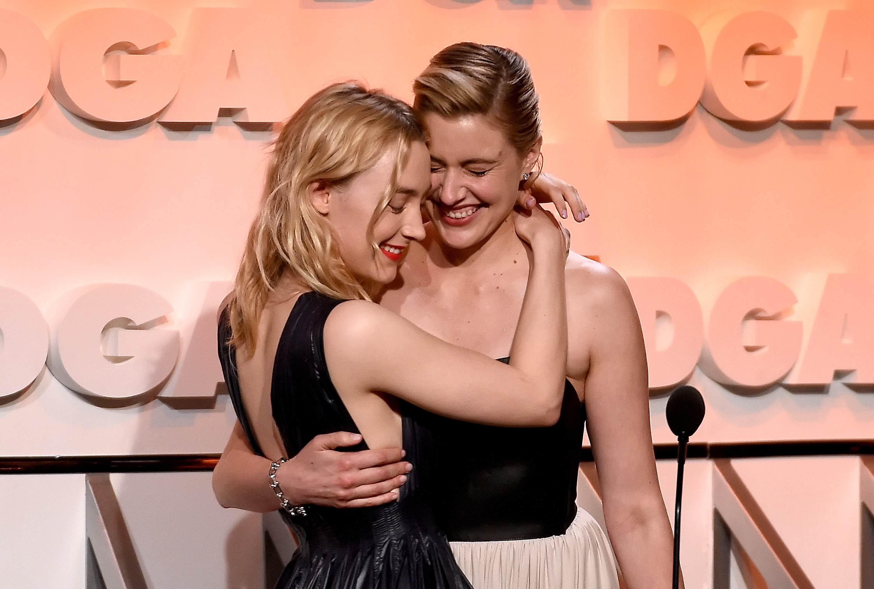Saoirse and Greta hugging