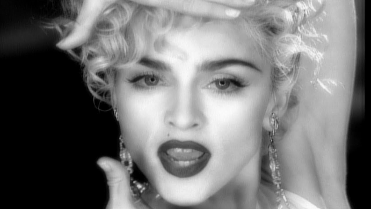 Close-up of Madonna striking a pose
