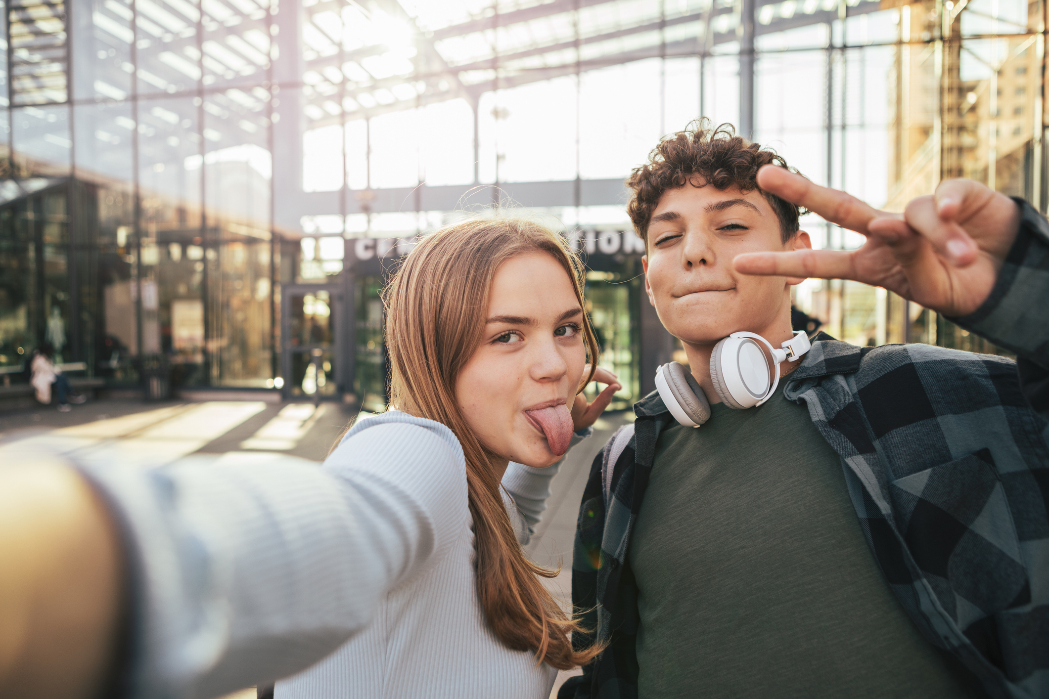 teens taking a selfie
