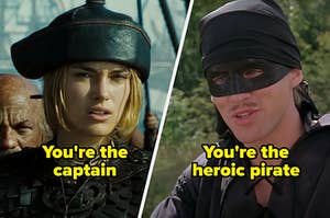 Captain Elizabeth Swan from "Pirates of the Caribbean" and Wesley from "Princess Bride"