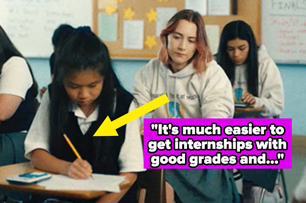 lady bird cheating during a test