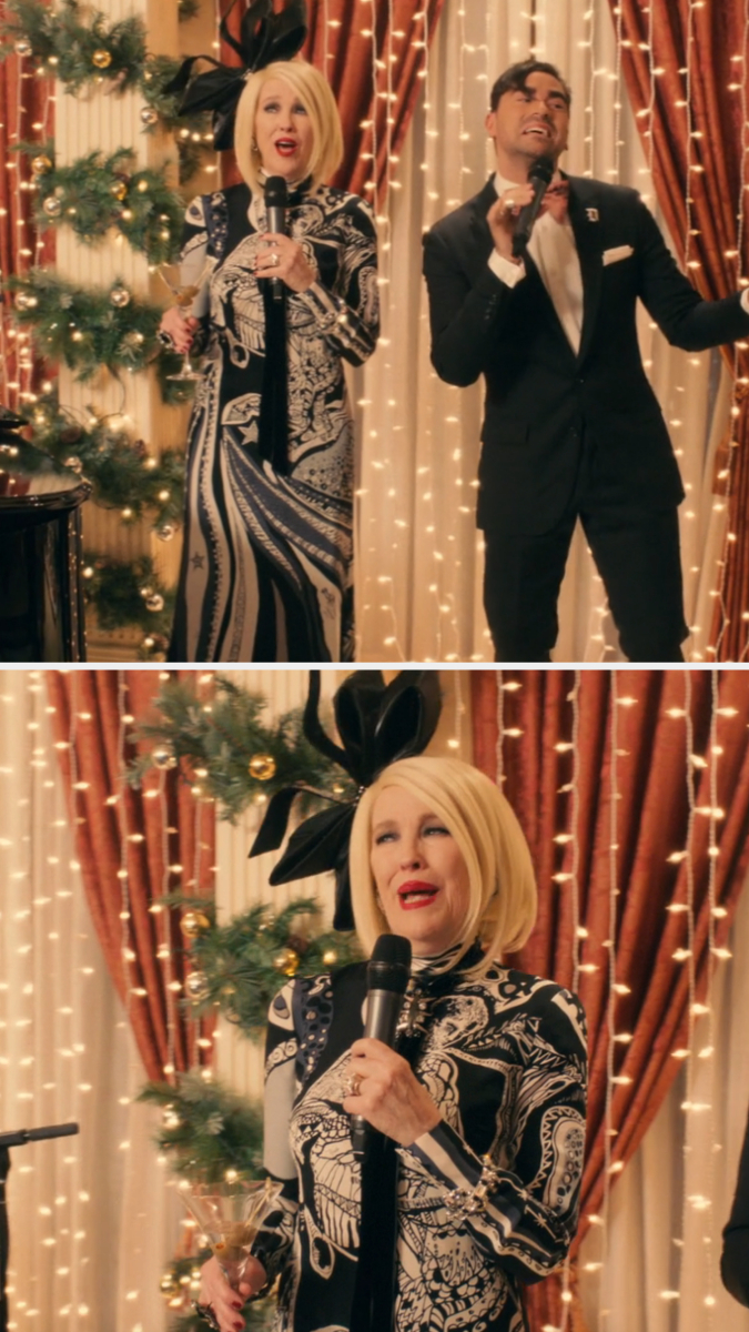 Moira and David singing at one of the Rose&#x27;s old Christmas parties