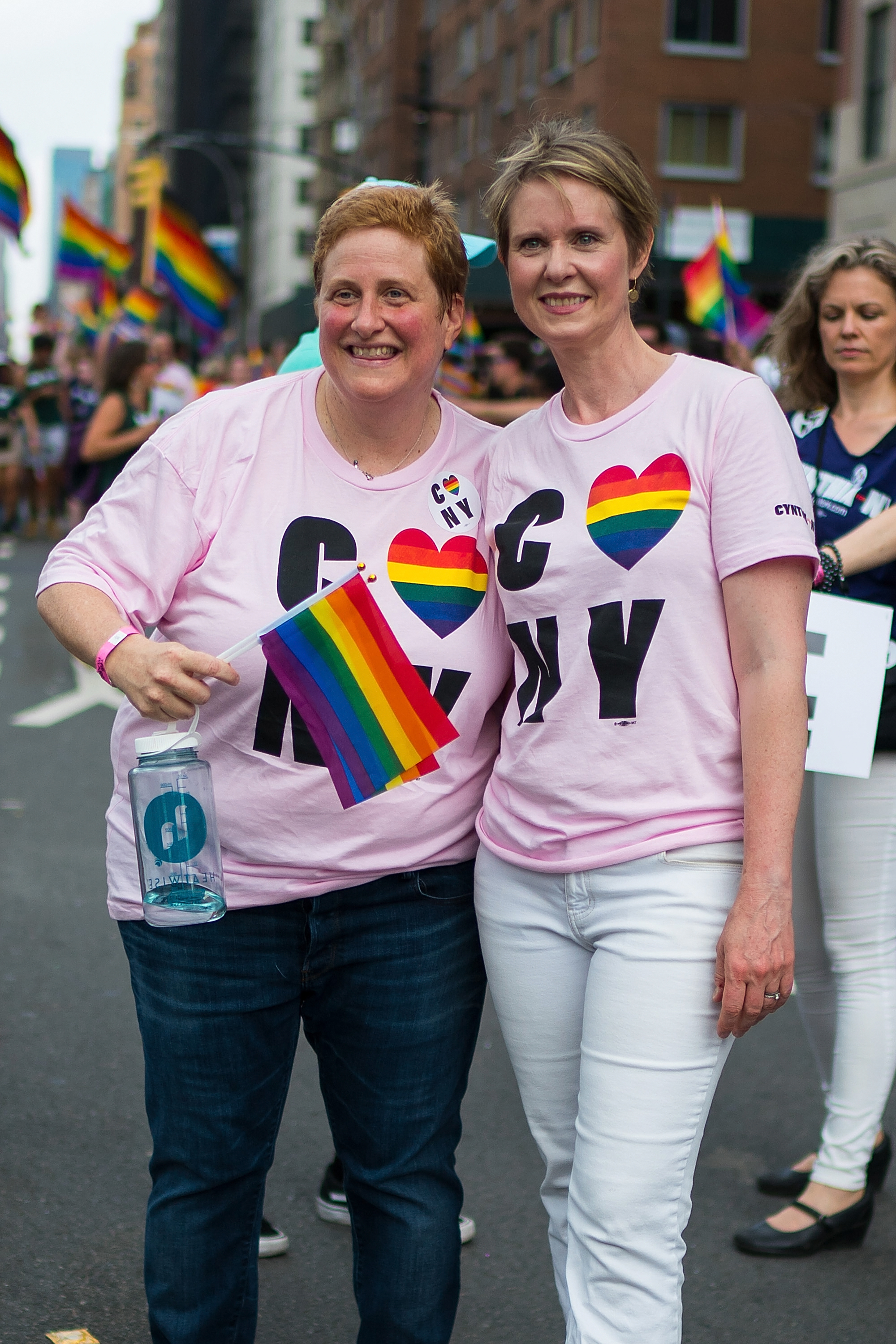 Close-up of Cynthia and Christine at a Pride event
