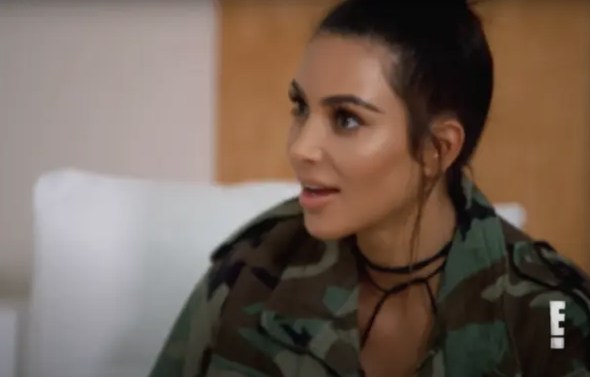 Close-up of Kim Kardashian looking shocked
