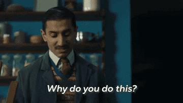 A GIF image of a man saying &quot;why do you do this? Why?&quot;