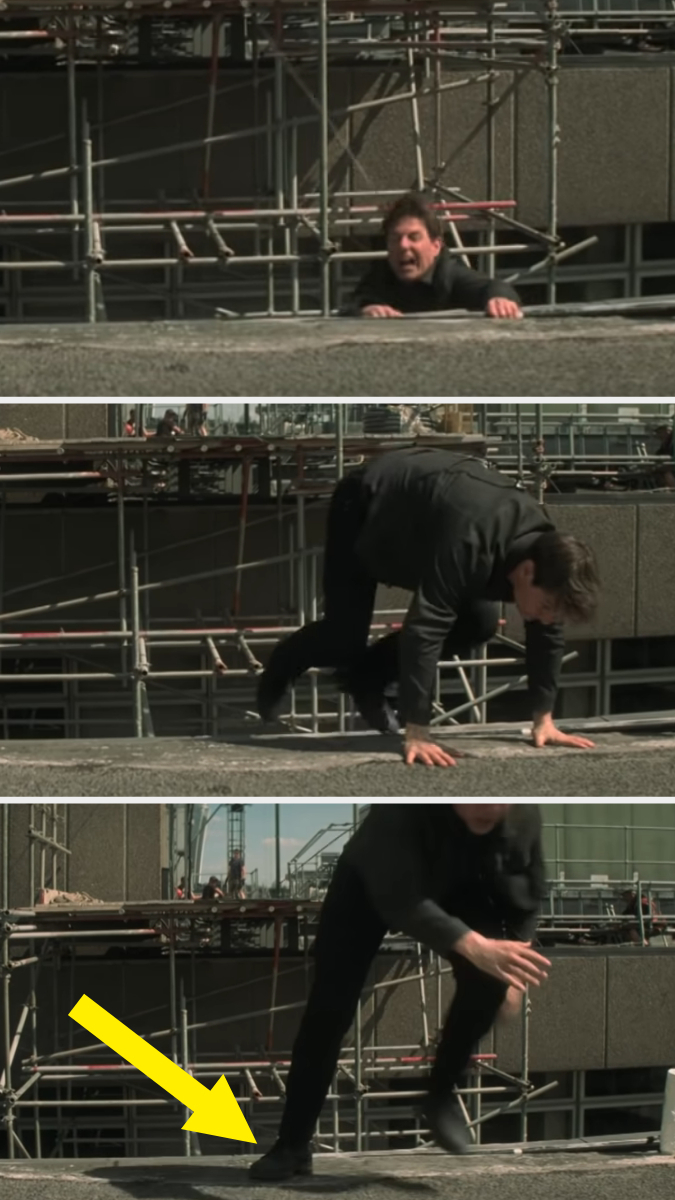 Close-up of Tom getting up during the scene