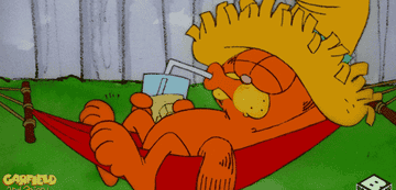 gif of garfield sipping a beverage on a hammock