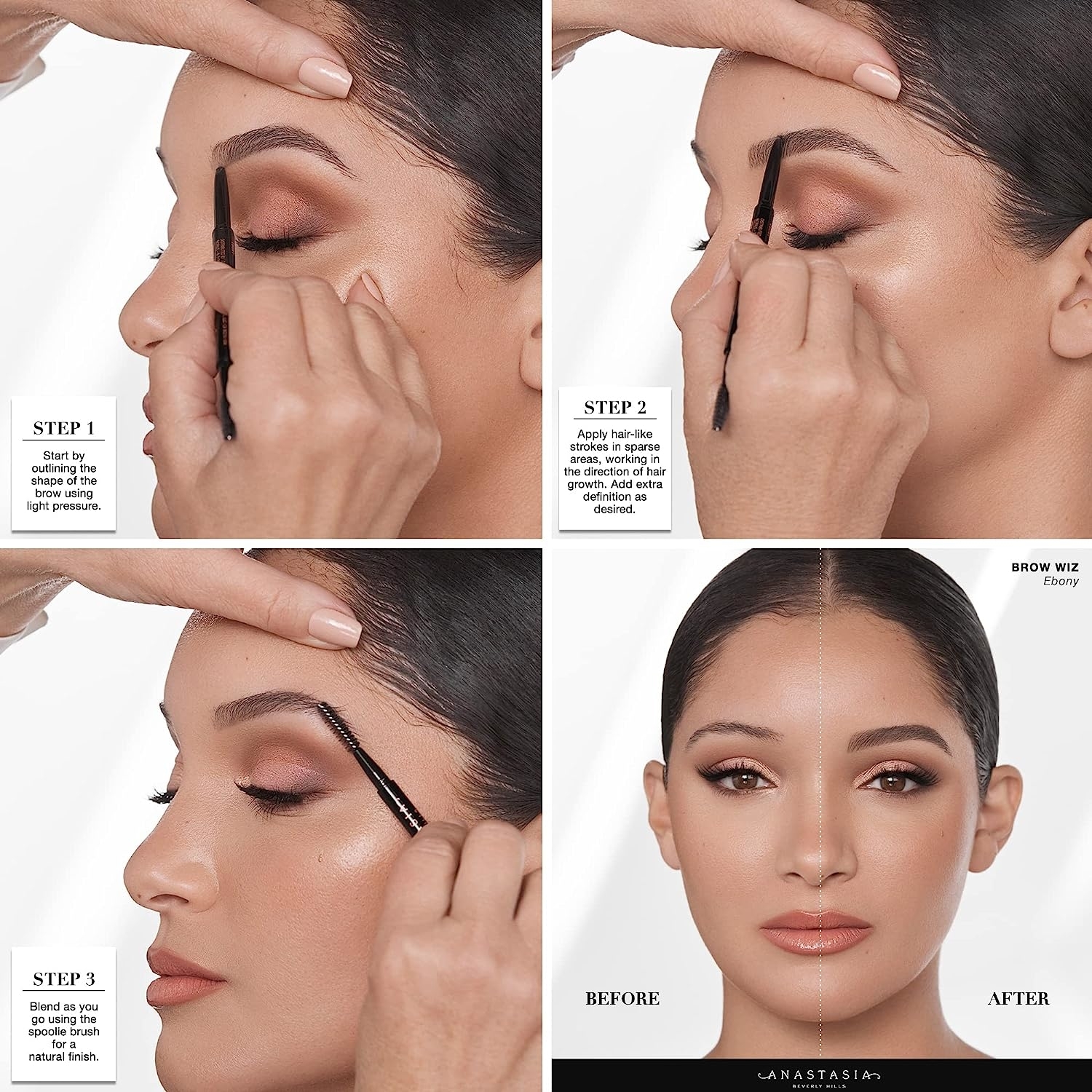 model using the brow pencil